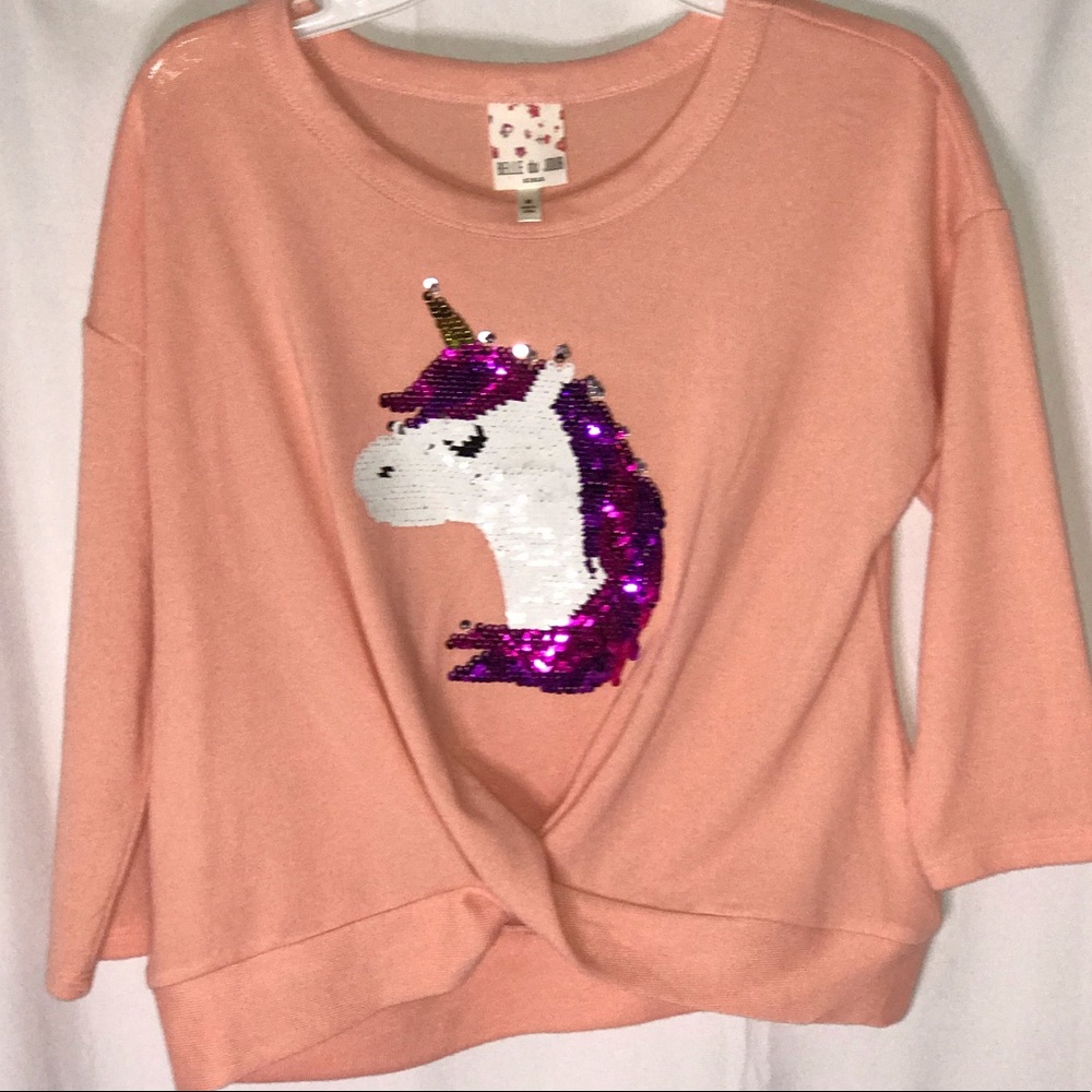 Bella Du Juour Peach Unicorn Sweatshirt Kids Girls Med